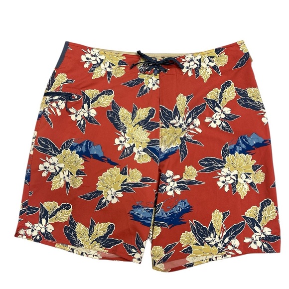NWT Patagonia Men's stretch Planing Boardshorts in Terracotta Tropical Floral 38 - Picture 1 of 8